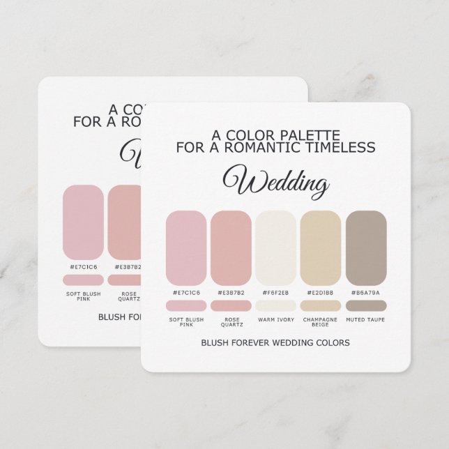 Convite Paleta de Cores de Casamento Rosa Bege Romântico (Frente/Verso)