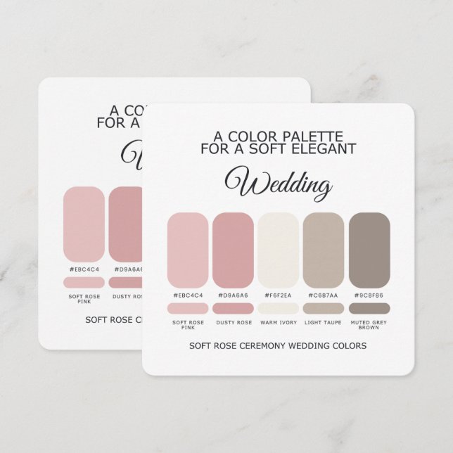 Convite Paleta de Cores de Casamento Rosa Suave Elegante (Frente/Verso)