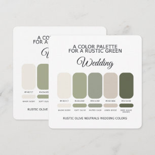 Convite Paleta de Cores de Casamento Rústico Verde Oliva