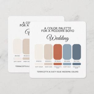 Convite Paleta de Cores de Casamento Terracota Azul Empoei