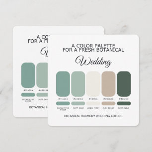 Convite Paleta de Cores de Casamento Verde Botânico Jardim