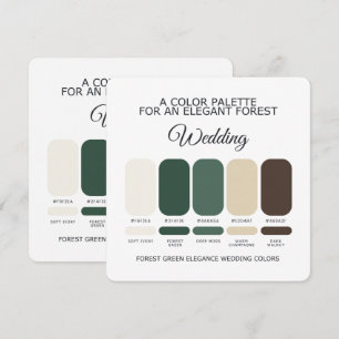 Convite Paleta de Cores de Casamento Verde Floresta