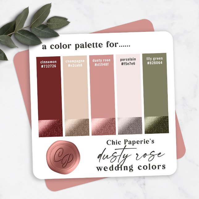 Convite Paleta de Cores de Casamento Vinho e Rosa Pó Dusty (Criador carregado)