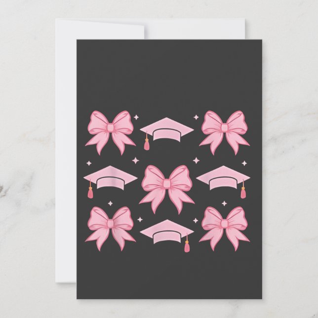 Convite Paleta de graduação Bow coquette Rosa 2025  (Frente)