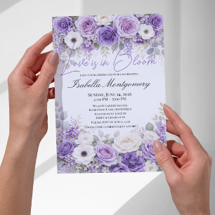 Convite Paleta de Lavanda Amor em Flor Chá de Noiva