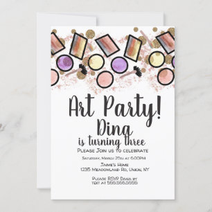 Convite Paleta de Pincéis para Festa de Aniversário de Art