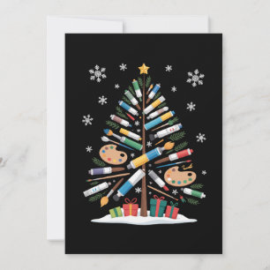 Convite Paleta de Pincel de Pintura de Árvore de Natal Art