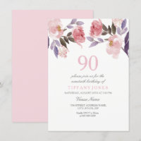 Palha cor-de-rosa Pêssego Aquarela 90 Aniversário 