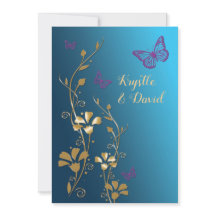 Palha, Dourada, Flores Roxas e Borboletas Convidam