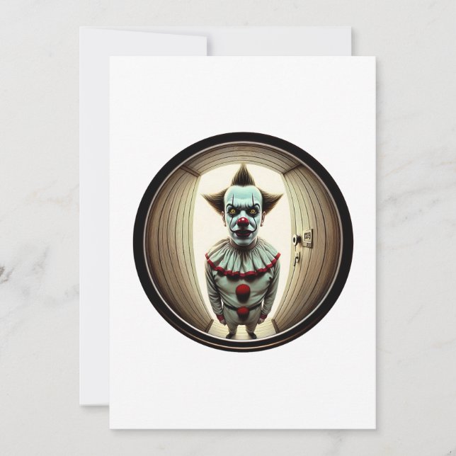 Convite Palhaço Intenso Empenhado Pela Porta | Fisheye (Frente)