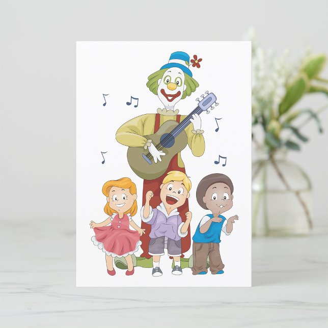 Convite Palhaço Musical Divertido com Crianças Dançando (Criador carregado)