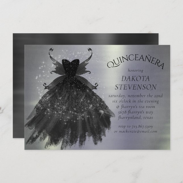 Convite Palhaço preto de fada gótica | Gótico Vampiro Glam (Frente/Verso)