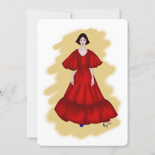 Convite Palhaço vermelho romântico com estilo amarelo suav