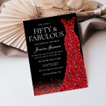 Convite Palhaço vermelho vermelho-vermelho-brilhante 50ª F<br><div class="desc">Red Dress Red Glitter Gown 50º Convite de aniversário - 50 e Fabulosas Variações para o convite e itens correspondentes na nossa loja</div>