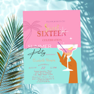 Convite Palm Cocktail Summer Sweet 16 Party