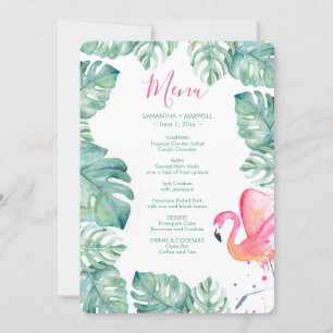 Convite Palm De Aquarela Deixa O Menu Tropical Flamingo Ro