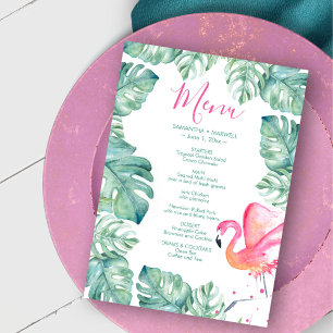 Convite Palm De Aquarela Deixa O Menu Tropical Flamingo Ro