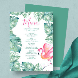 Convite Palm De Aquarela Deixa O Menu Tropical Flamingo Ro