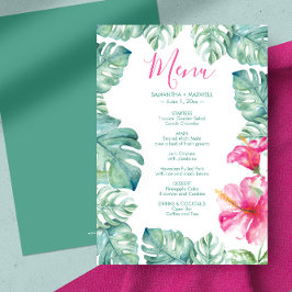 Convite Palm De Aquarela Deixa O Menu Tropical Rosa Hibisc