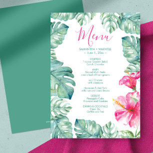 Convite Palm De Aquarela Deixa O Menu Tropical Rosa Hibisc