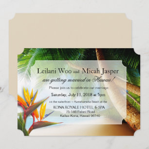 Convite Palm de praia Pássaro de Árvore do Casamento do 