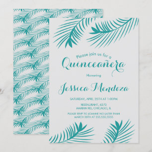 Convite Palm Leaf Greenery Quinceañera Sweet 16