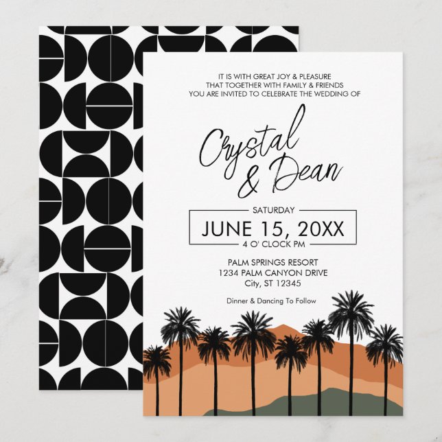 Convite Palm Modern Wedding Invitation (nuetral) (Frente/Verso)