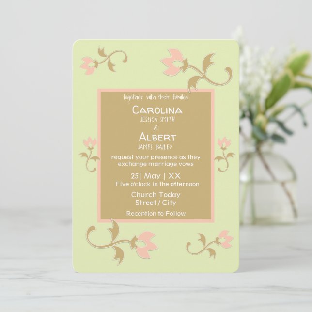 Convite Palm Primavera Floral Wedding (Em pé/Frente)