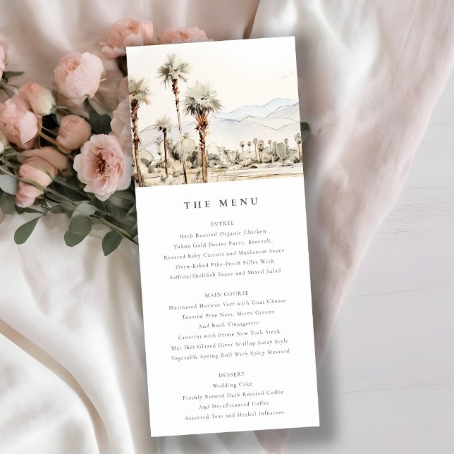 Convite Palm Primaveras California Landscape Weding Menu (Criador carregado)