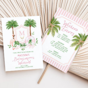 Convite Palm Springs Monogram Crest Despedida de Solteira 