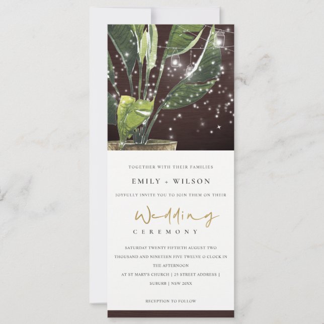 CONVITE PALM STARRY NOITE MASON JAR LUGHT WEDDING (Frente)