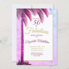 Convite Palm Tree 50 e Fabuloso Paraíso Roxo Moderno