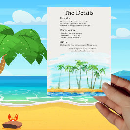 Convite Palm Tree and Beach Weding Information Card