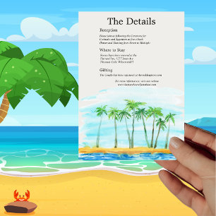 Convite Palm Tree and Beach Weding Information Card