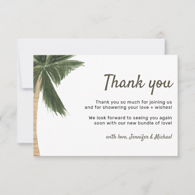 Convite Palm Tree Bohemian Gênero Neutro Obrigado (Frente)