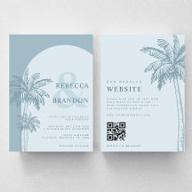 Palm Tree Boho Beach Dusty Blue Código QR Casament