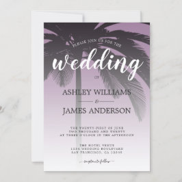 Convite Palm Tree Dusty Lavanda Beach Weding