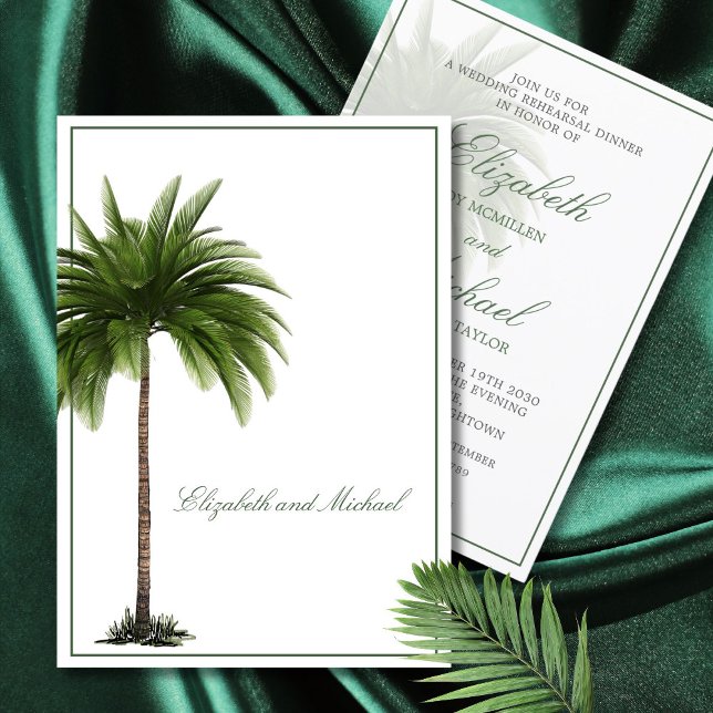 Convite Palm Tree Elegante Casamento Moderno Ensaio Chic (Criador carregado)
