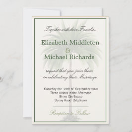 Convite Palm Tree Elegante Moderna Concurso de casamento C