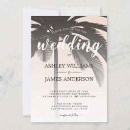 Convite Palm Tree Peach Dust Beach Invitation