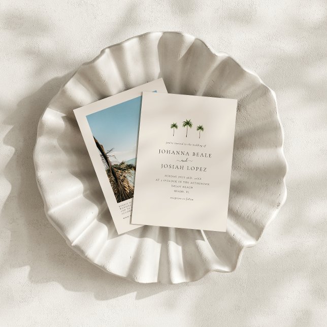 Convite Palm Tree QR Code Photo Wedding Invitation (Criador carregado)