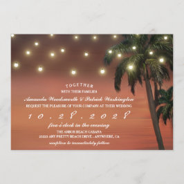 Convite Palm Tree Sunset Beach Wedtions Invtions