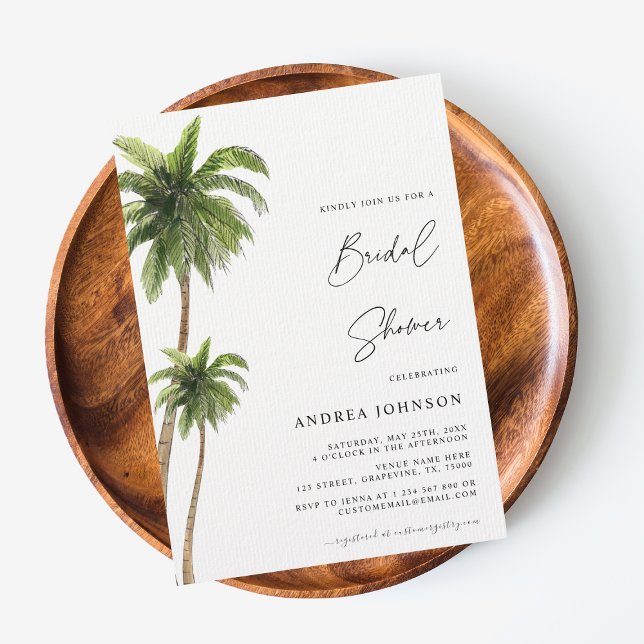 Convite Palm Tree Tropical Destination Boho Bridal Shower (Criador carregado)