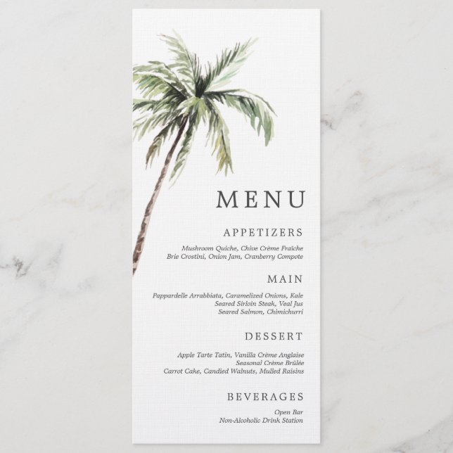Convite Palm Tree Tropical | Minimal Wedding Serif Menu (Frente)