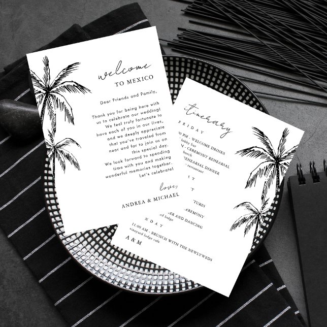 Convite Palm Tree Wedding - Carta Itinerária (Criador carregado)