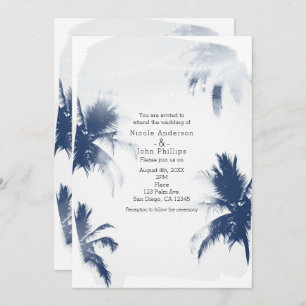 Convite Palm Trees Brancas Convocações De Casamento De Bic