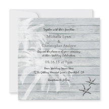 Palm Trees e Starfish Wood Beach Weding Invite