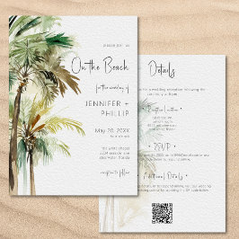 Convite Palm Trees Modern No Casamento Da Praia Dois Lados