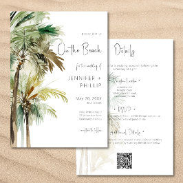Convite Palm Trees Modern No Casamento Da Praia Dois Lados