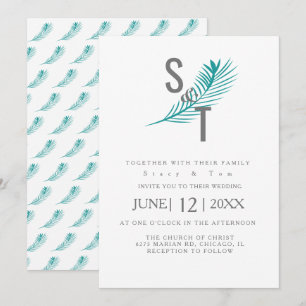 Convite Palm Tropical Leaf Typografia - Casamento